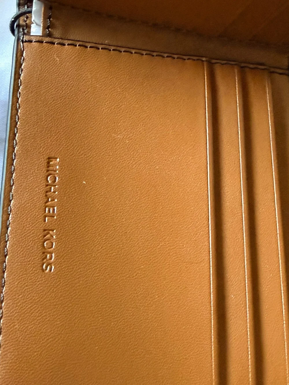 Michael Kors Brown Embossed MK Slim Billfold Card Holder
